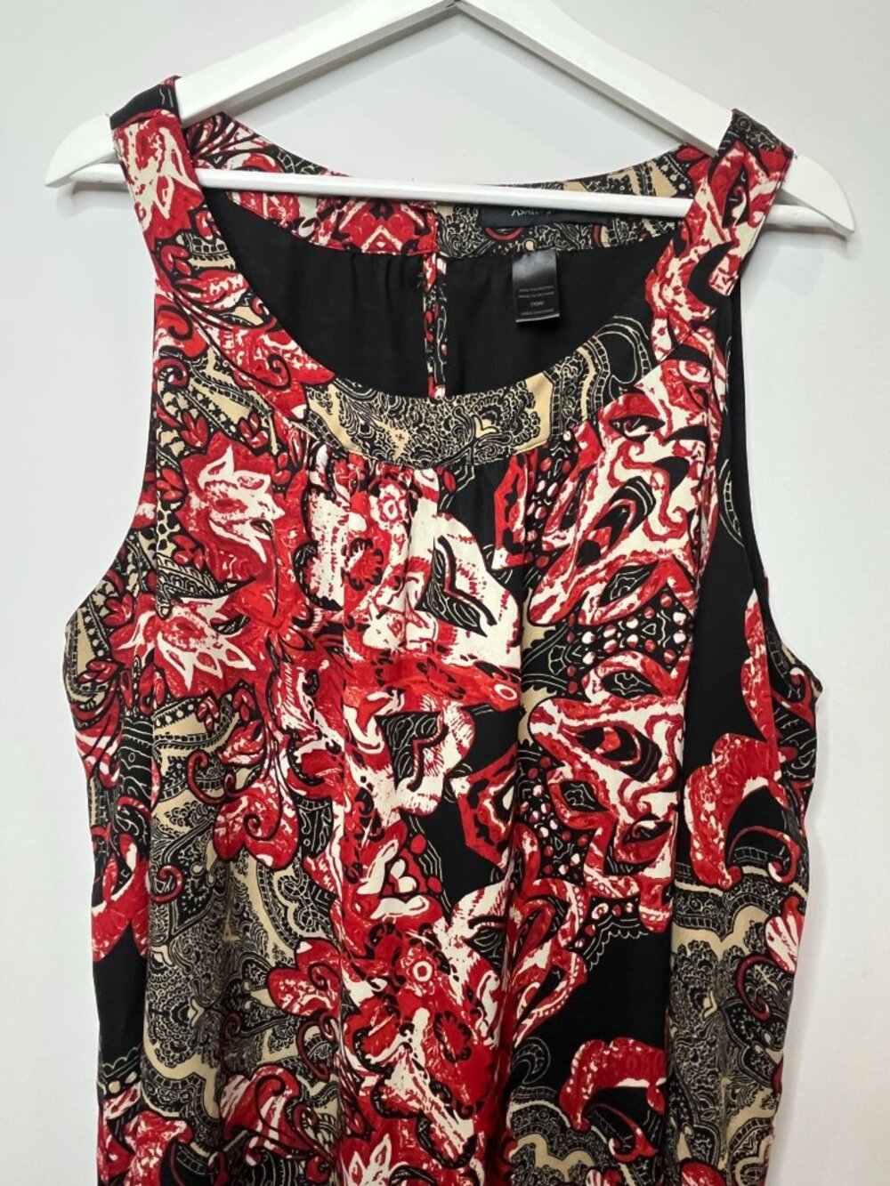 Ashley Stewart Plus 26 Boho Tunic Red Black Asymmetrical Top - Picture 7 of 12